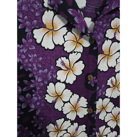 Vintage Hilo Hatties Hawaiian Original Floral Bowler Shirt Men 2XL Purple - Picture 2 of 3